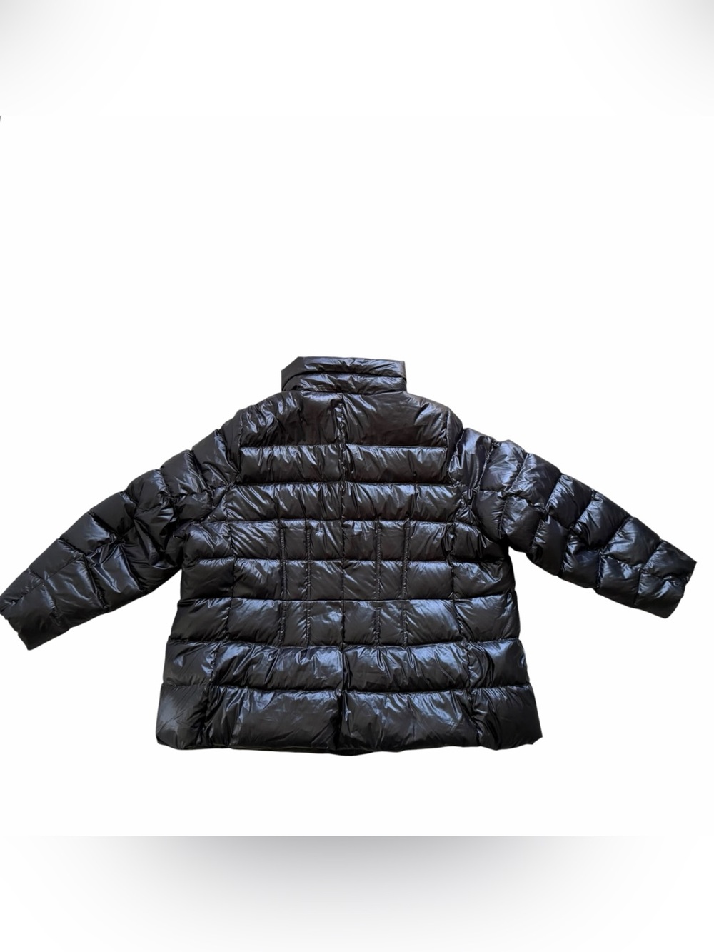 Lands End Down Puffer Jacket 24W Glossy Black Lightweight Quilted Winter Coat - Picture 7 of 9